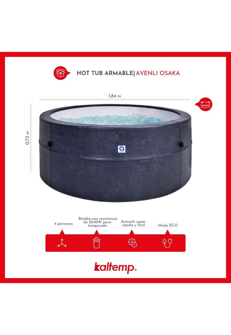 Hot Tub Semirrígido Avenli Osaka 4 personas Bajo consumo-1