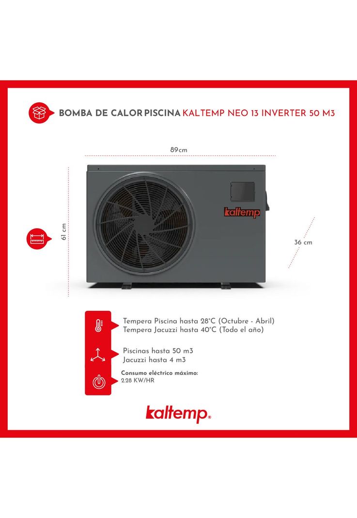 Bomba de Calor Kaltemp Pooltemp Neo 13 Full Inverter 50 m3-1