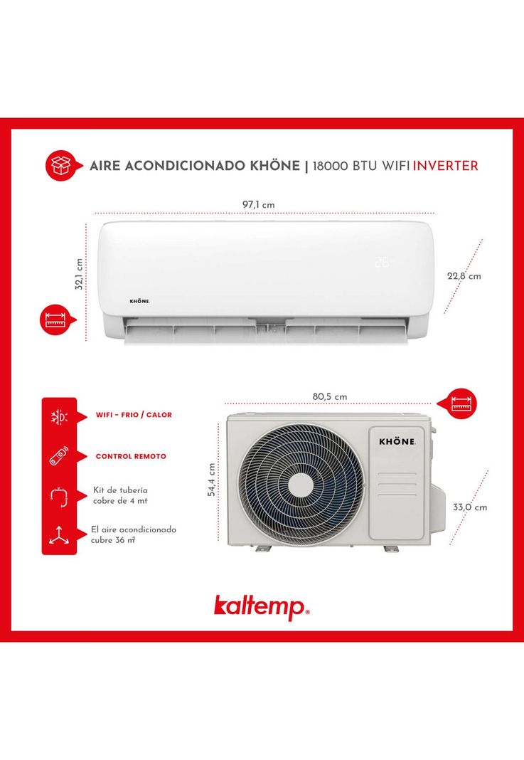 Aire Acondicionado Inverter Khone 18000 BTU Frio Calor-6