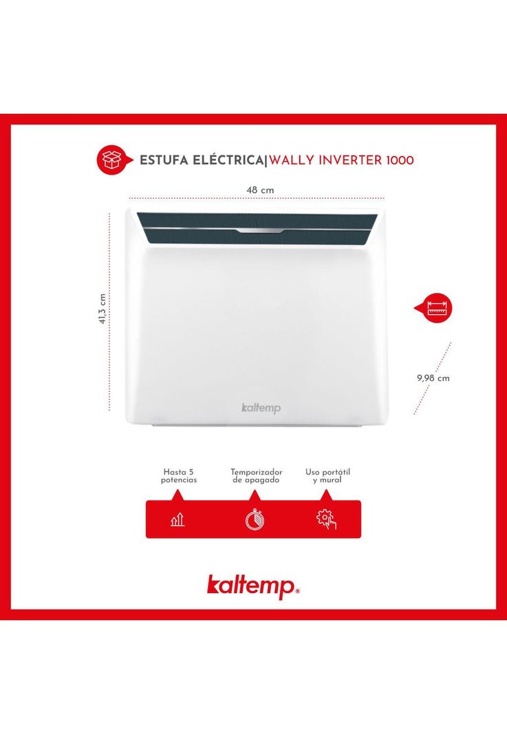 Estufa Calefactor Eléctrico Kaltemp Wally Inverter 1000-5