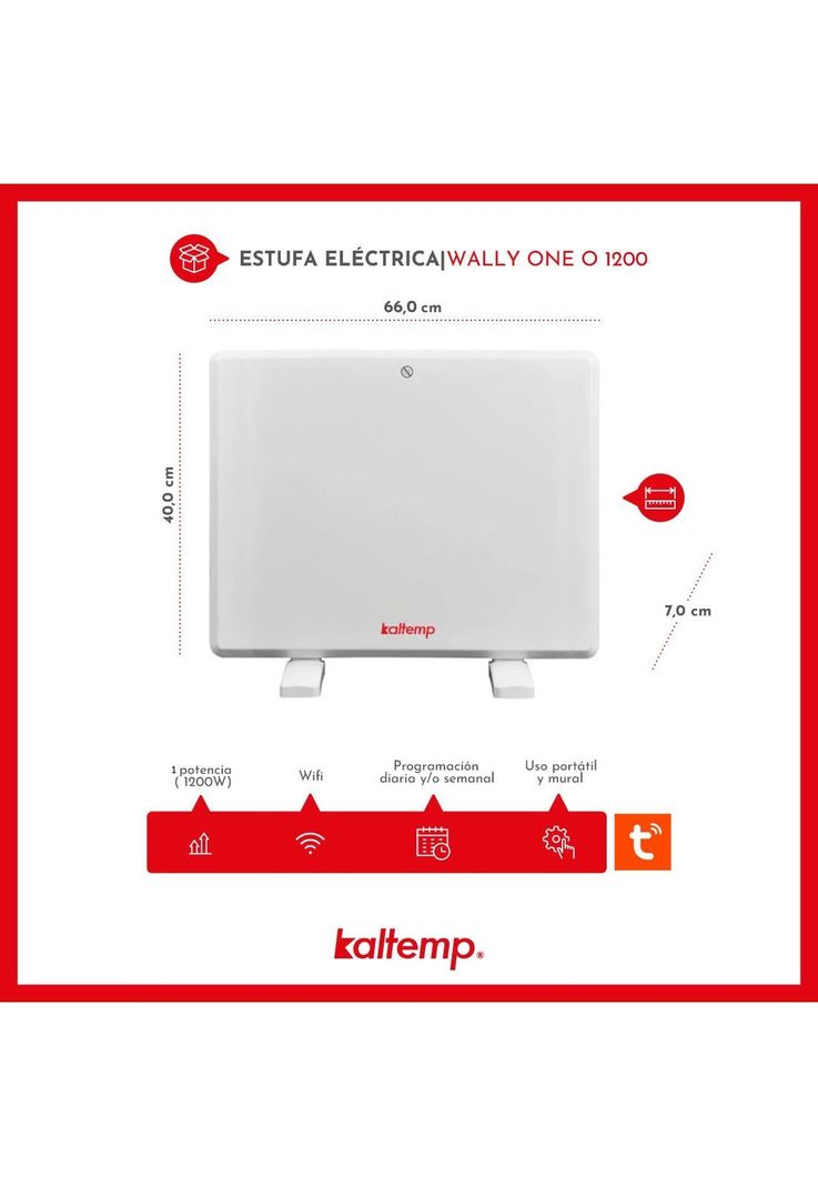 Estufa Calefactor Eléctrico Kaltemp Wally One O 1200 Wifi-3