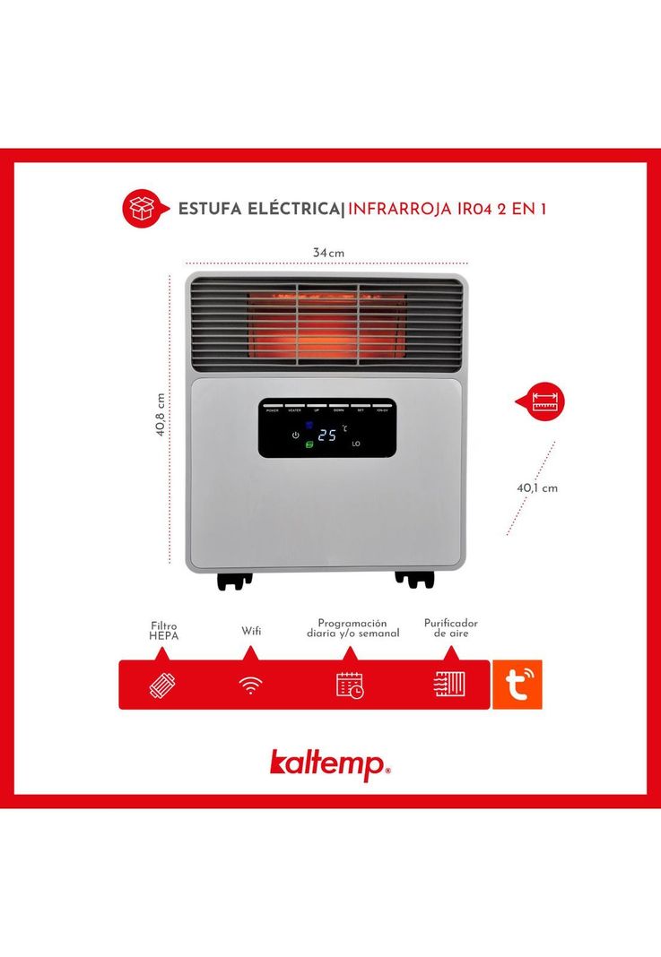 Estufa Eléctrica Infrarroja Kaltemp IR04 Wifi Bajo Consumo-6