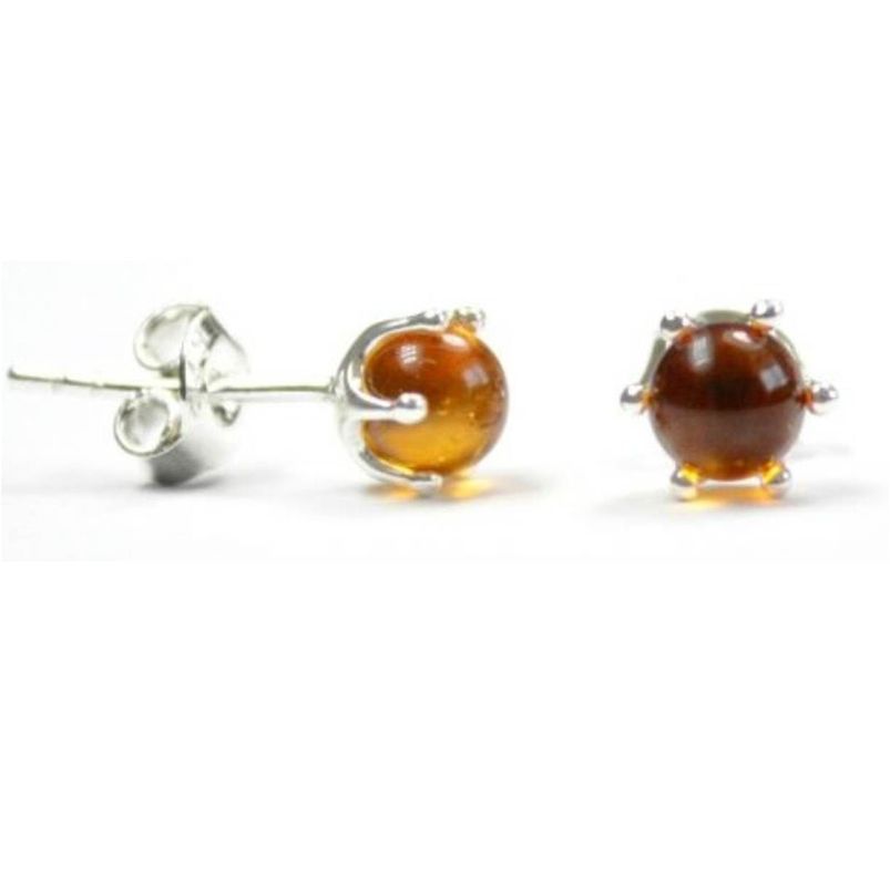 Aretes de ámbar color miel y plata 925 (pistilo)-0