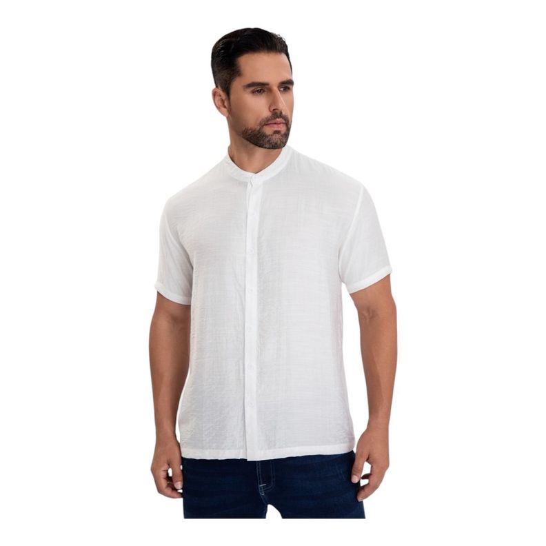 Camisa Lino Cuello Mao Casual-1