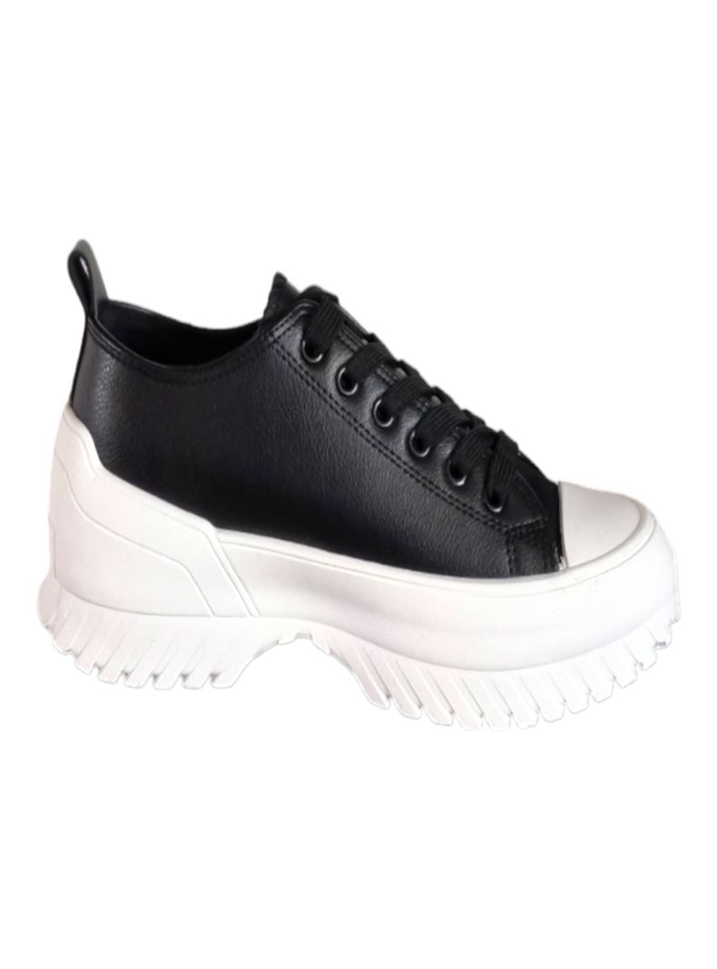 Zapatillas Eco Cuero Mujer Negro 36