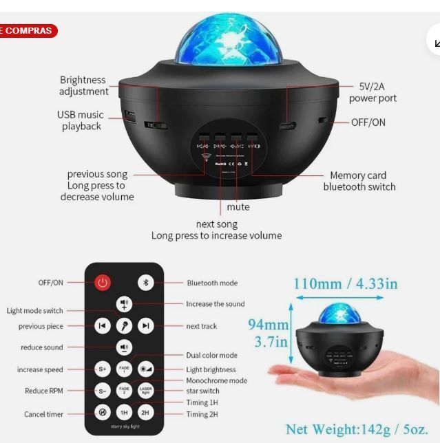 Proyector Ovni Galaxia Parlante Nuevo Top Ventas