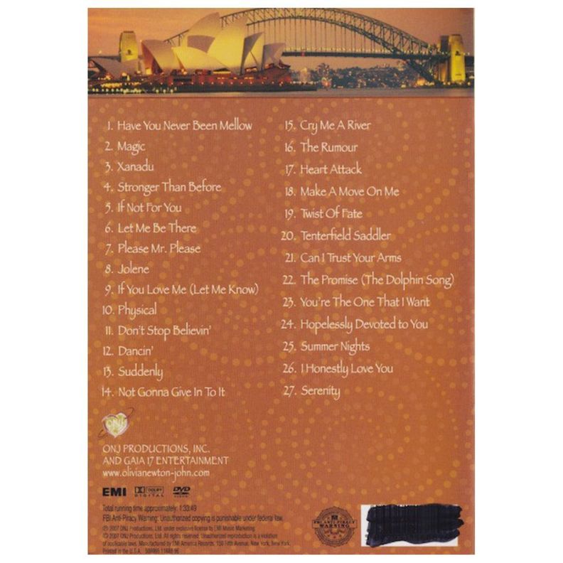 OLIVIA NEWTON JOHN - LIVE AT THE SYDNEY OPERA HOUSE (DVD)-1