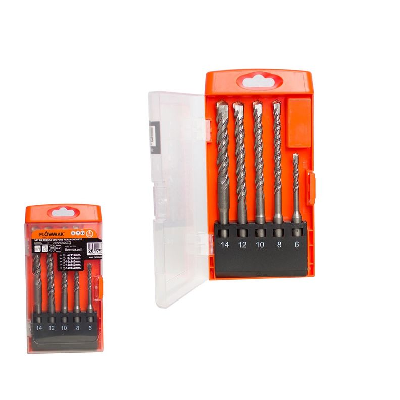 Set de brocas para concreto rotomartillo SDS 5 piezas-0