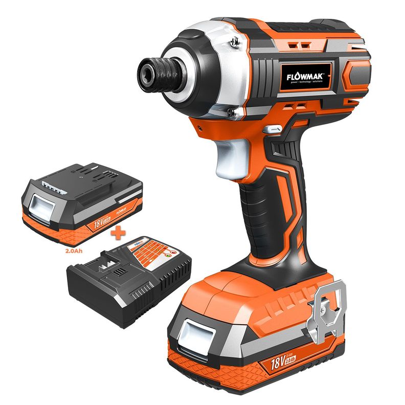 Atornillador Impacto 1/4  18v Con Batería, Marca Flowmak-0