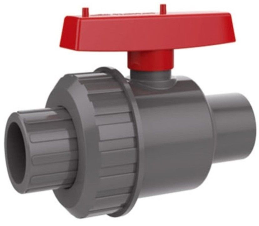 Valvula de Bola Pvc-u 1-1/2" 50 mm Una Amer Cementar Flowmak Gris