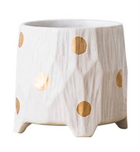 Jarron rustico ceramica mate Pequeno puntos Blanco