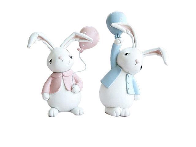 Par de conejos con globos grande Blanco