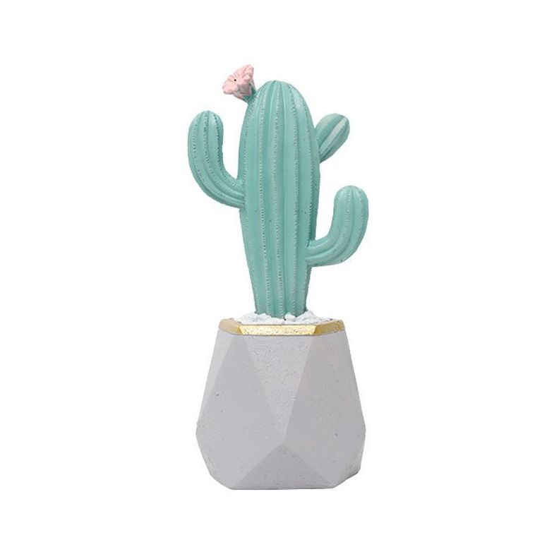 Macetero octogonal cactus alto flor rosada-0
