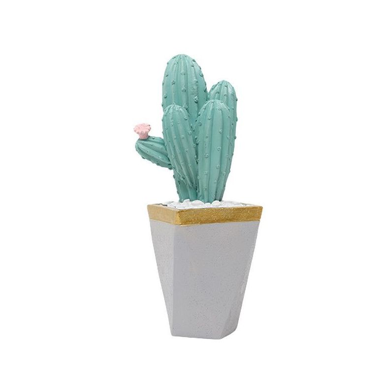 Macetero cuadrado cactus bajo flor rosada-0