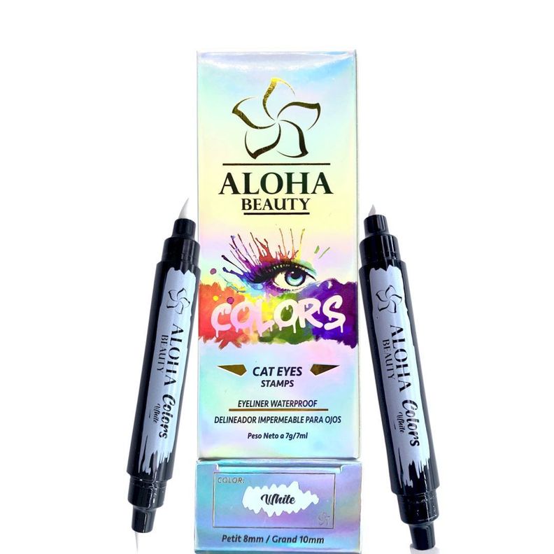 Delineador Cat Eyes Stamps WHITE (Kit 4 en 1) de Aloha Beauty-0