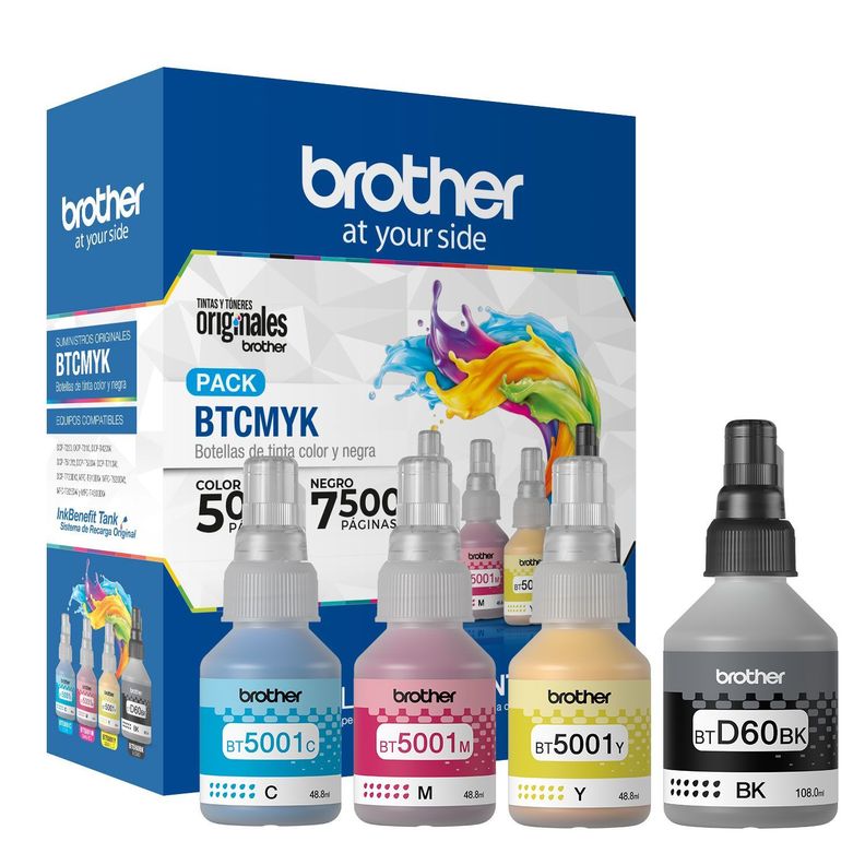 Pack 4 tintas Brother BTD60BK + BT5001 CMYBK-0