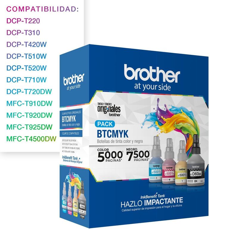 Pack 4 tintas Brother BTD60BK + BT5001 CMYBK-2