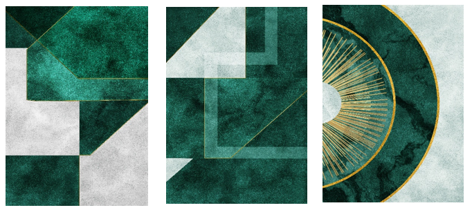 Cuadro Canvas Imagen Abstracto Geomet en lienzo Pack X3 Uds 30x50cm Cu