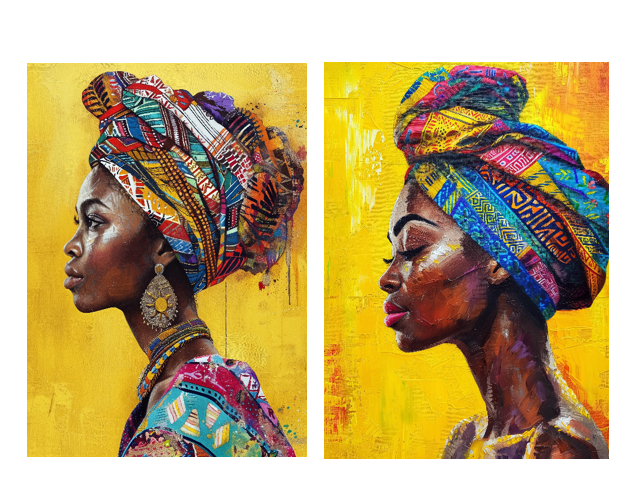Cuadro Canvas Imagen Miss Afro en lienzo Pack X2 Uds 30x50cm Cu