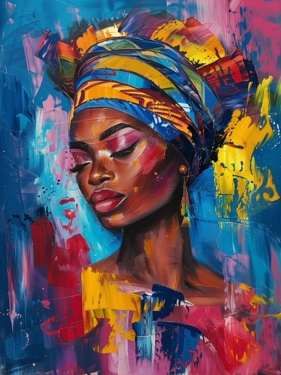 Cuadro Canvas Imagen Chica Afro en lienzo 85x55 cm