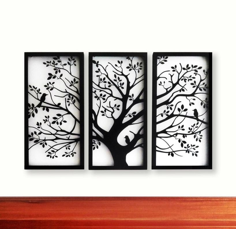 Cuadro Decorativo Tríptico Árbol De La Vida-1