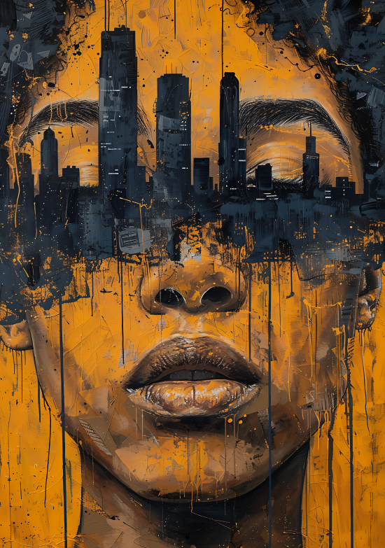 Cuadro Canvas Imagen Rostro Edificio en lienzo 85x55 cm
