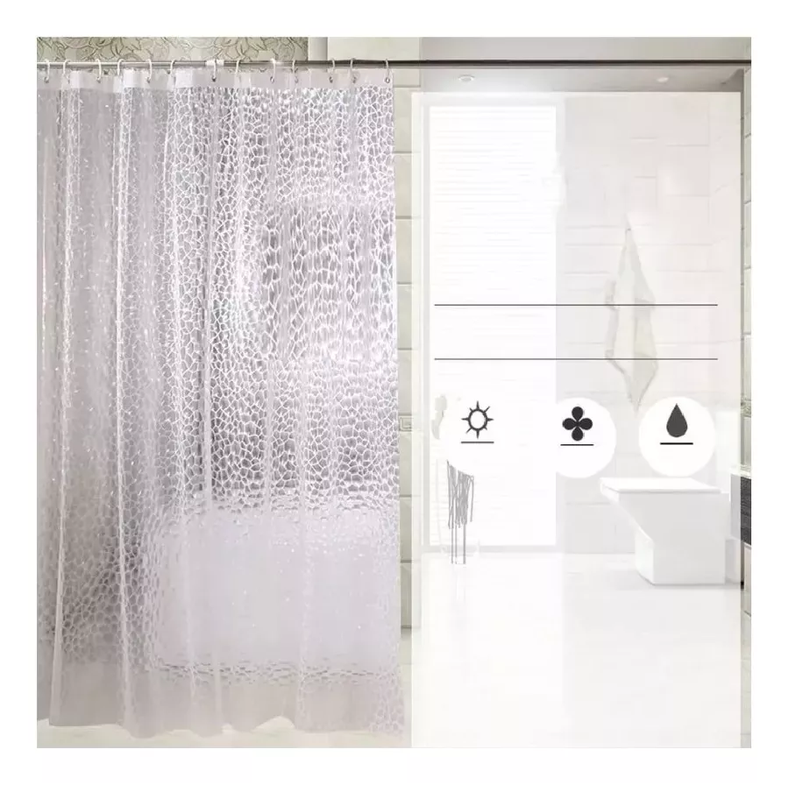 Cortina Forro De Baño Transparente Impermeable + 1-0