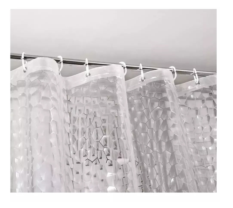 Cortina Forro De Baño Transparente Impermeable + 1-2