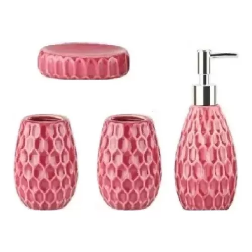 Set 4 Accesorios De Baño De Cerámica Burdeo-2