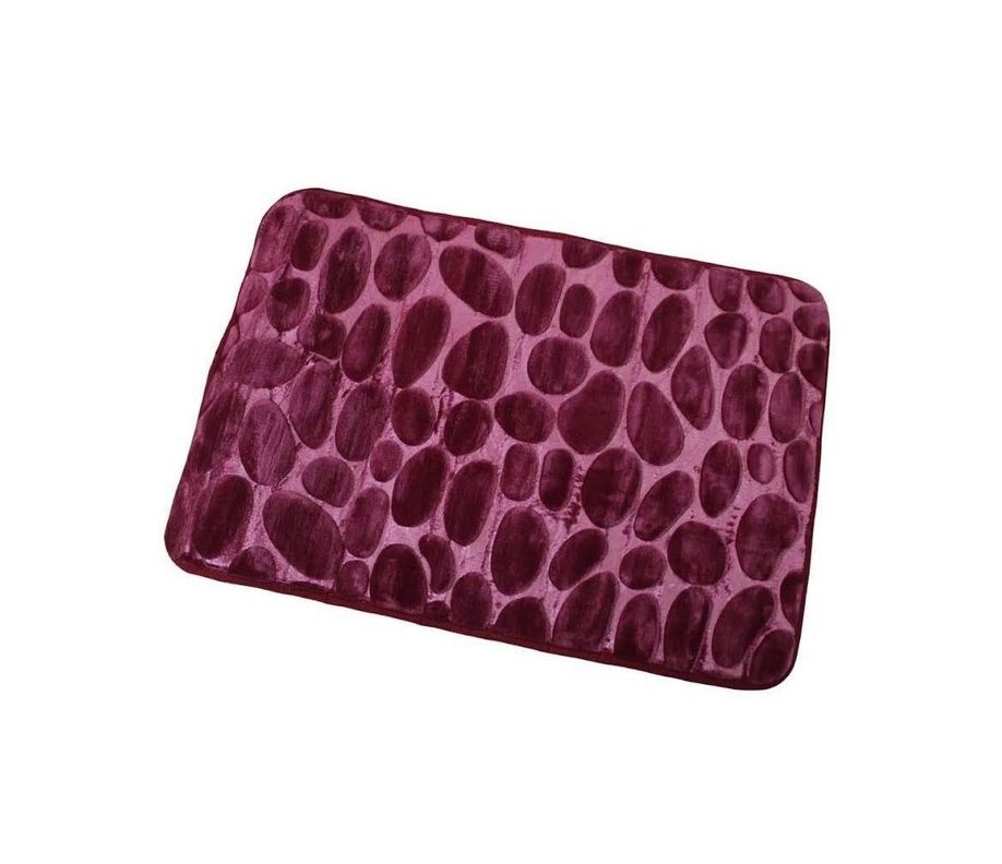 Alfombra De Baño Absorbente Suave Piedras Burdeo-0