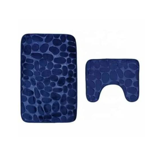 Set De Alfombras Baño Piedras Elegante Azul-0