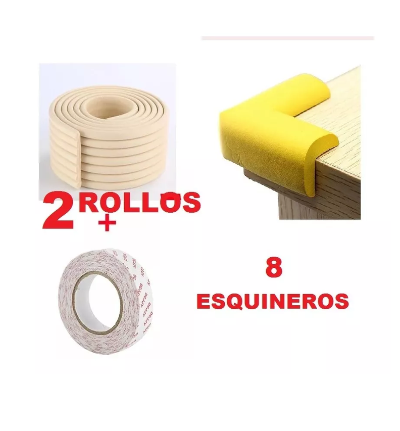 Kit Seguridad Protectores De Esquinas + Rollos Esquineros 2m-2
