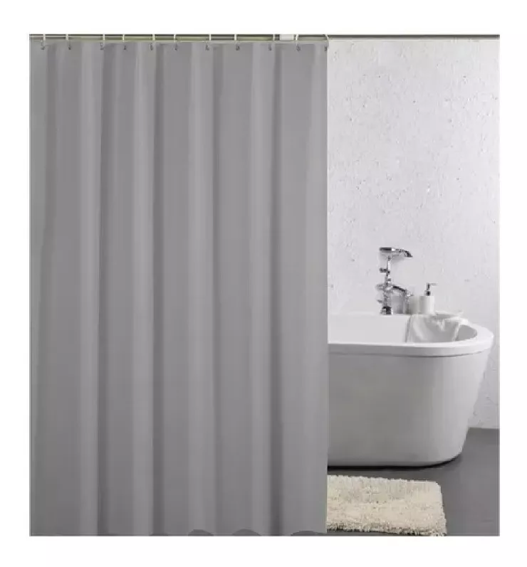 Cortina Ducha Baño 180x180 Elegante Gris-0
