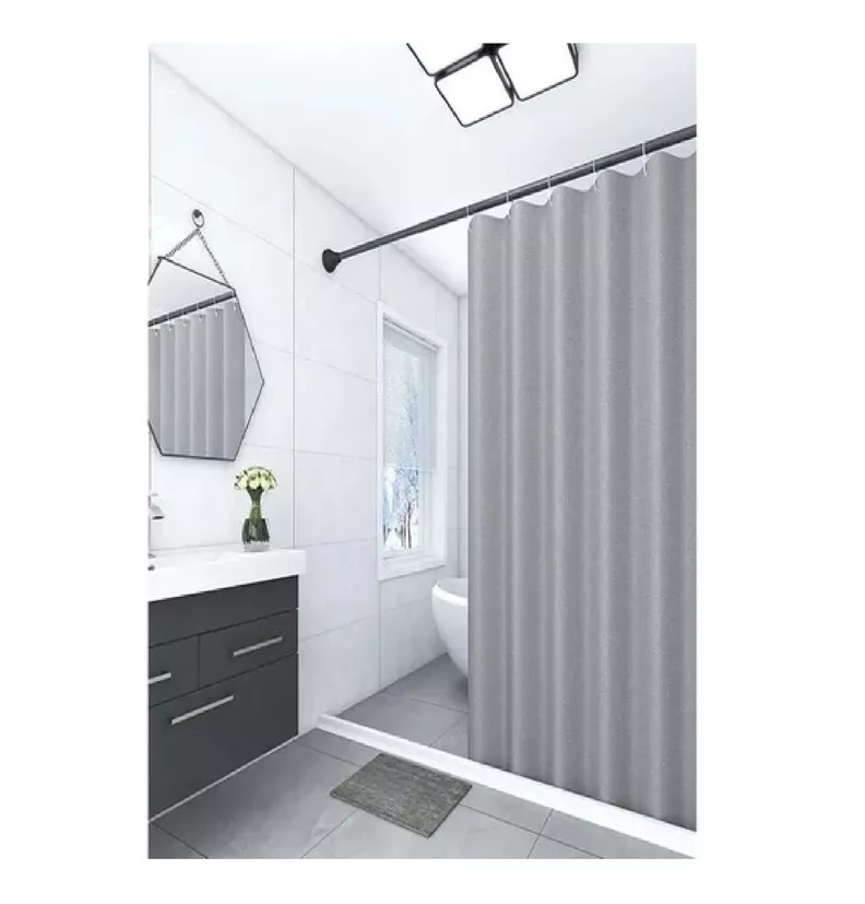 Cortina Ducha Baño 180x180 Elegante Gris-1