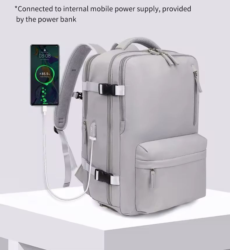 Mochila Viral de Viaje Notebook Multifunción Negocio Oficina Gris-2
