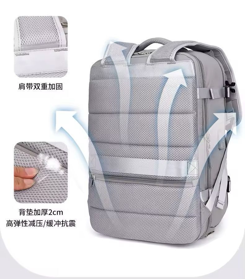 Mochila Viral de Viaje Notebook Multifunción Negocio Oficina Gris-7