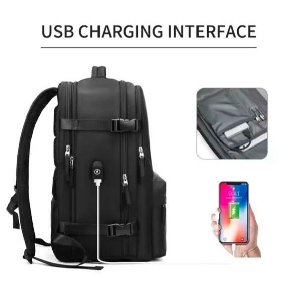 Mochila Viral de Viaje Notebook Multifunción Negocio Oficina Negro-4
