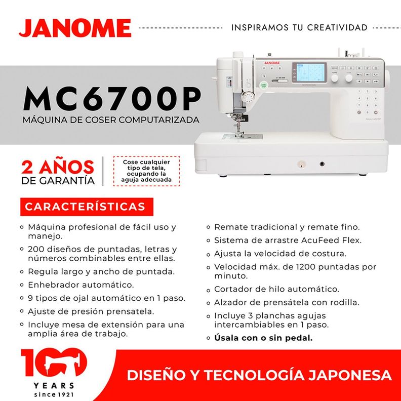 Máq. De coser Computarizada Profesional MC6700P -4