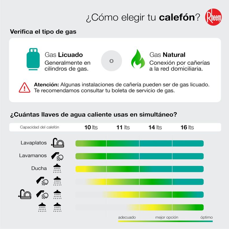 Calefont 10 litros Gas natural Tiro Natural Rheem-7