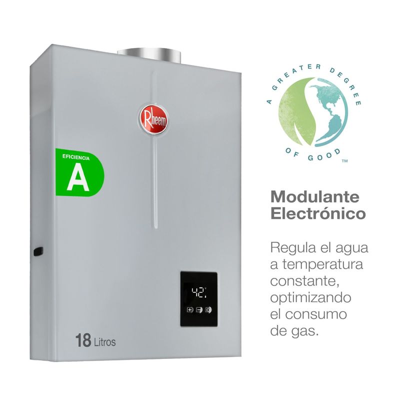 Calefont 18 litros Gas natural Tiro forzado Rheem-2