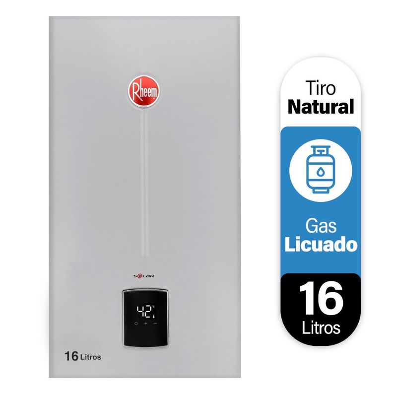 Calefont 16 litros Gas licuado Tiro Natural Rheem-1