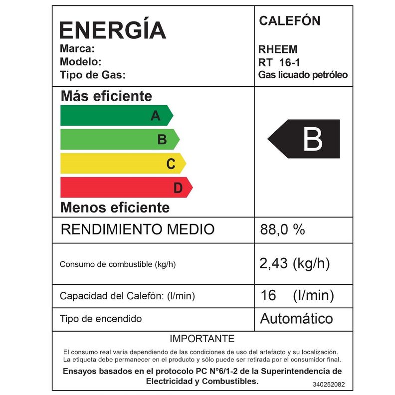 Calefont 16 litros Gas licuado Tiro Natural Rheem-7