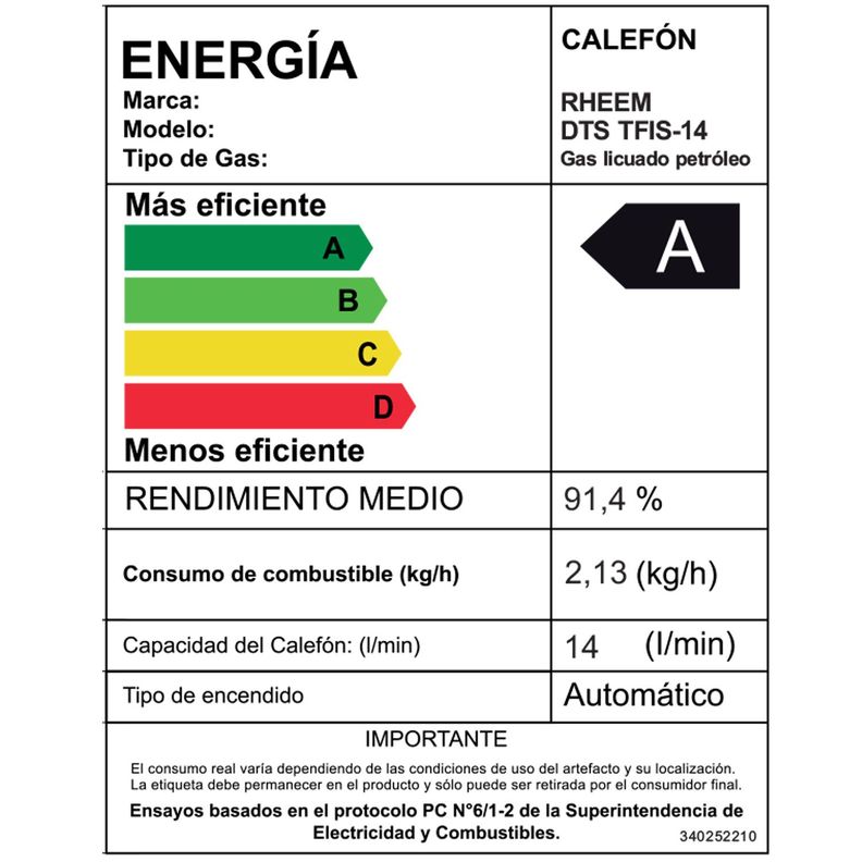 Pack Calefont Rheem 14L.T.Forzado G.Licuado + Kit-7