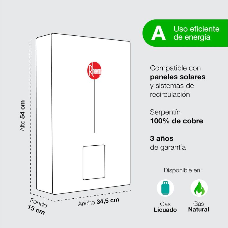 Calefont Tiro Forzado Gas Licuado Digital Rheem 12 Litros-9