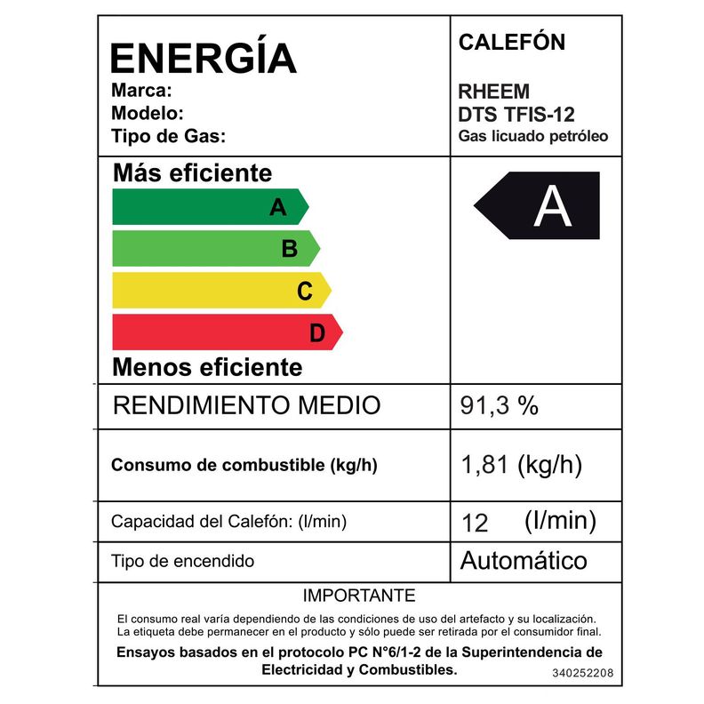 Calefont Tiro Forzado Gas Licuado Digital Rheem 12 Litros-6