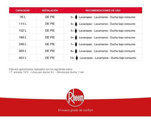 Termo eléctrico de piso 152 litros 220V Rheem-7
