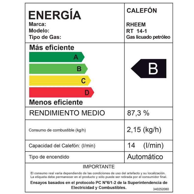 Calefont 14 litros Gas licuado Tiro Natural Rheem-9