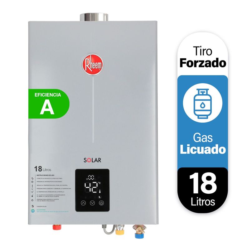 Pack Calefont Rheem 18L T. Forzado G. Licuado + KIT-1