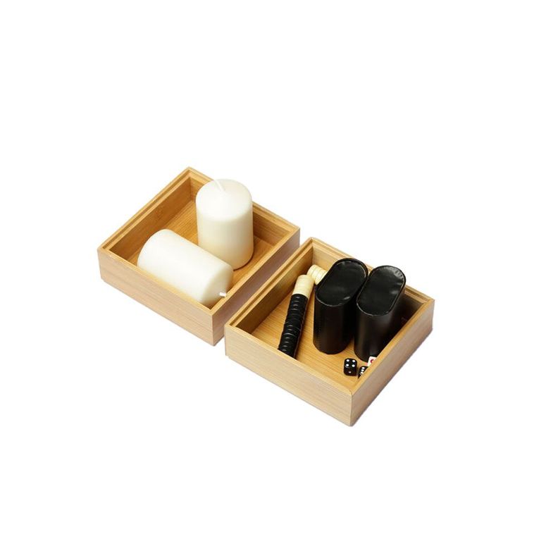 2 Cajas Apilables Bambu Natural hbt Tamaño M 14x14x5 cm-0