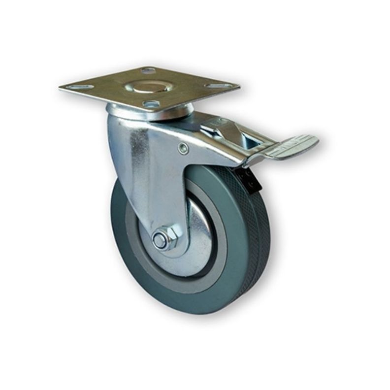 Rueda PVC 100 mm 80 Kg Con Freno hbt Azul-1
